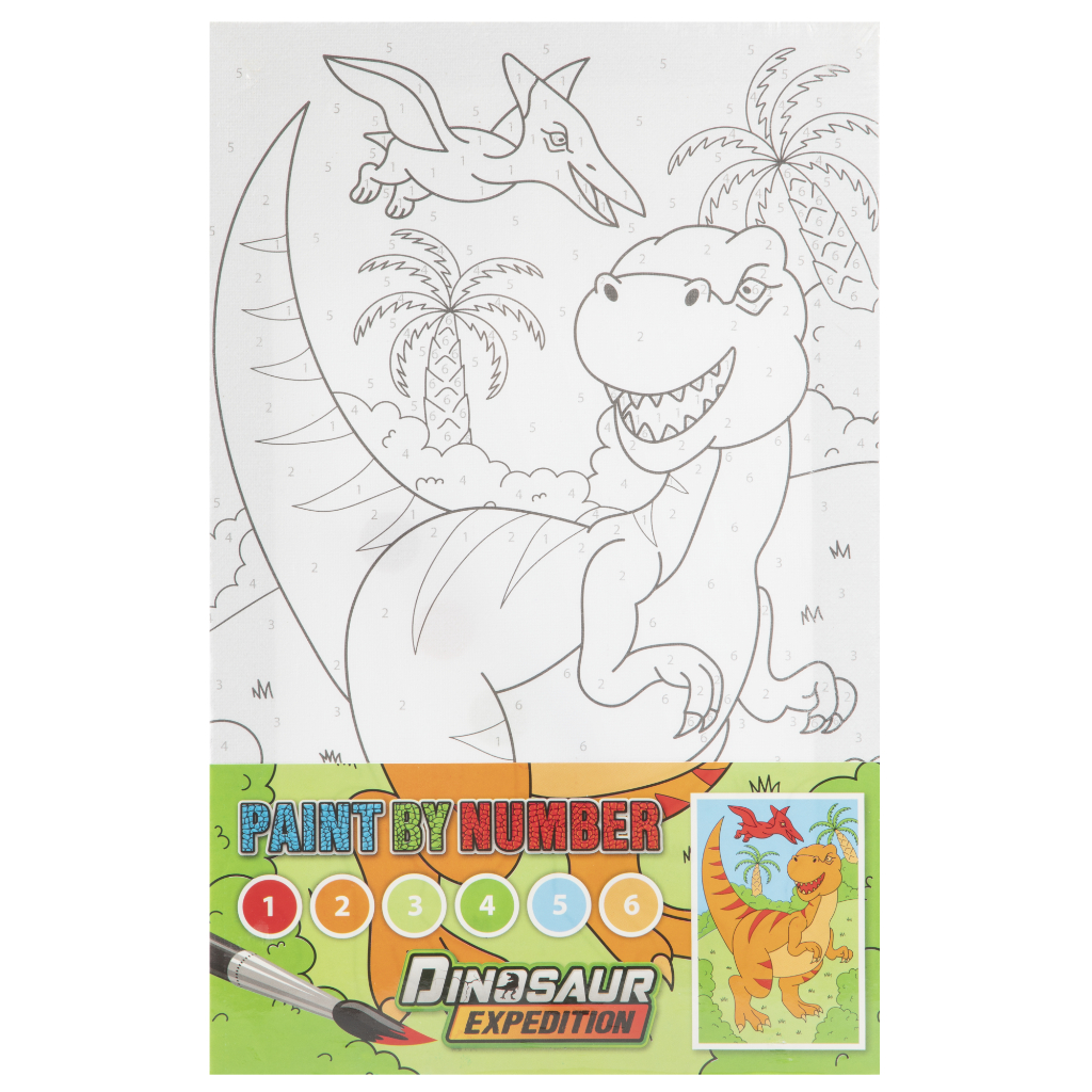 platno_sa_printom_vodene_boje_sa_cetkicom_t_rex_30x20cm_01 PLATNO SA PRINTOM - T REX - Slika 1
